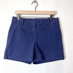 Talbots Women's 6 Classic Chino Shorts Mid Rise 4.5” Inseam Navy Blue - Picture 1 of 9