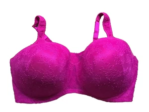 Ashley Stewart Butterfly Bra Size 46G Pink Lace Overlay Underwire Comfort Strap - Picture 1 of 5