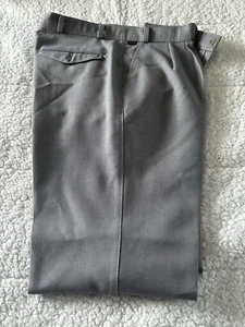 Vintage C&A Mens Trousers 80s Grey Dress Pant 100% Polyester Waist 34 Leg 32 - Picture 1 of 5