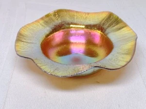 STEUBEN, GOLD AURENE RUFFLED BONBON, FLOWER FORM SHAPE, OUTSTANDING IRIDESCENCE~ - Picture 1 of 8
