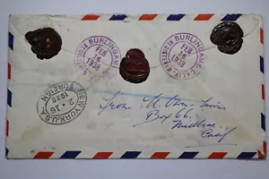 EINSCHREIBEN 1938 BURLINGAME CA DURCH NY NACH ENGLAND AIRMAL A95 DAIR143 - Bild 1 von 5