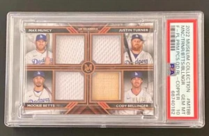 2022 Topps Museum Muncy Turner Betts Bellinger Quad Relic PSA Gem MT 10 POP 2 - Picture 1 of 2