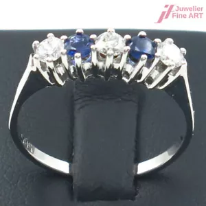 Ring 14K/585 Wg - Sapphire - Diamonds Together Approx. 0,36 CT Tw / Si - 2,6 G - - Picture 1 of 5