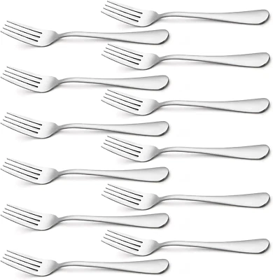 BRIOUT Heavy Duty Dinner Forks 18/0 Stainless Steel Salad Table Fork Set of 12 Flatware