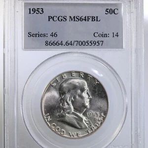 Franklin 50C 1953 con certificación PCGS MS64FBL - Imagen 1 de 4