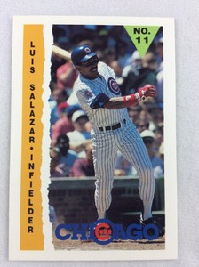 1990 Chicago Cubs Marathon Oil Baseball Card #11-Luis Salazar