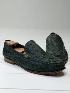 Cole Haan Colab Green Leather Woven Loafers Slip on Men's Shoe Size 10 M - Picture 1 of 23