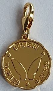 Gold plated Tinker Bell Coin "Believe" Charm Disney Couture - Picture 1 of 4