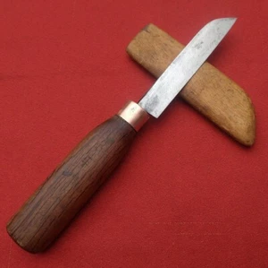 Japanese Utility Kitchen Knife with Sheath, Double Bevel, Blade 100mm, Vintage - Picture 1 of 10