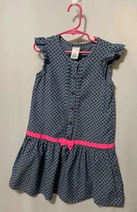 gymboree girls size 6 dress gray polka dot pink sash button drop waist - Picture 1 of 4