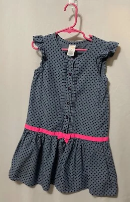 gymboree niñas talla 6 vestido gris lunares rosa faja botón caída cintura Foto 1 de 4