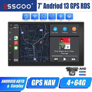 7" Autoradio Apple CarPlay 4+64G Android 14 GPS NAV RDS WiFi Mirror Link +Kamera - Bild 1 von 13