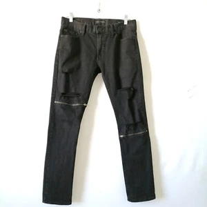 Bullhead Denim Co. Men's Black Distressed Mid Rise Skinny Jeans Size 30x30 - Picture 1 of 8