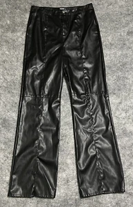 Missguided Pants Women’s 12P Faux Leather Black Split Leg High Rise Grunge Goth - Picture 1 of 24