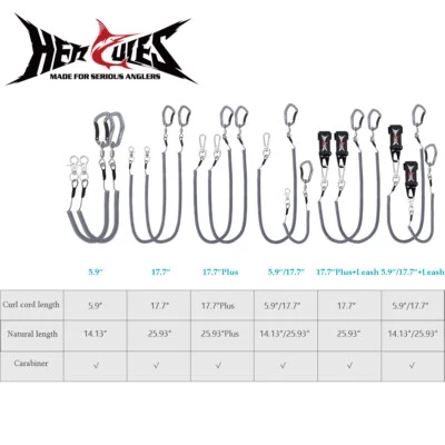 HERCULES M4 Cordón de pesca en espiral retráctil cuerda de seguridad pinzas cañas Foto 1 de 4