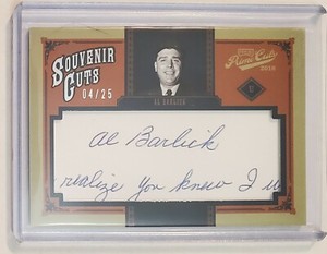 4/25 Al Barlick 2016 Panini Prime Cuts Signatures Souvenir umpire HOF auto