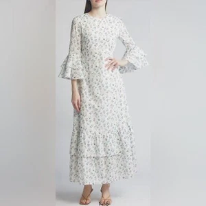 Nuevo Maxi Vestido Liberty London Gala Floral En Niveles Algodón Mangas Campana Talla S - Imagen 1 de 10