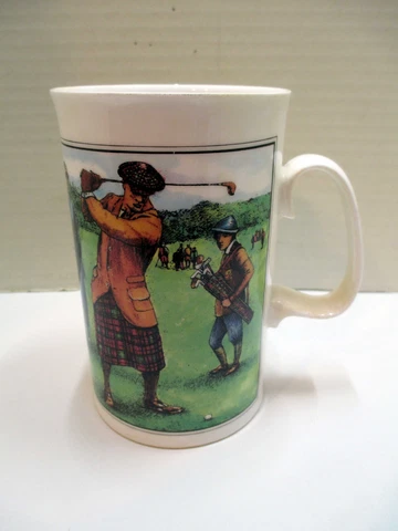 Dunoon Fine Bone China Golf Mug Golfers at St. Andrews Course Made in Scotland Cover
