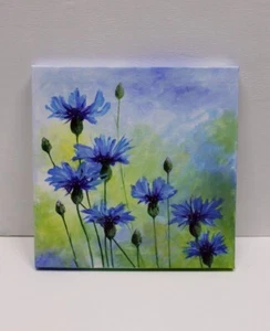 Cornflowers, Original acrylic floral painting on stretched canvas - Picture 1 of 9