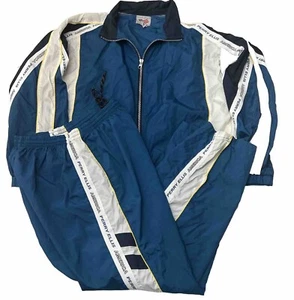 Vintage Perry Ellis America Windbreaker Suit Sz XL Teal/White Stripe Men Y2K 90s - Picture 1 of 14