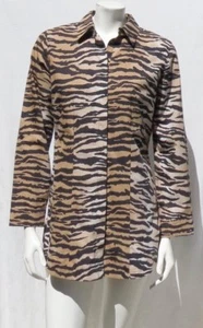 CHICO’S Animal Print Effortless No Iron Cotton L/s Shirt Blouse Tunic Top 0 4 6 - Picture 1 of 5