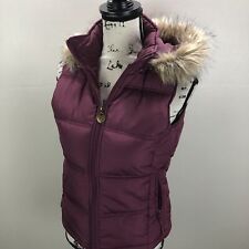 MAURICES Full Zip Up Faux Fur Hood Lining Maroon Parka Vest Women's Size Small