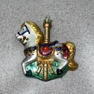 Kurt S Adler KSA Edel Edelsteine Glas Karussell Pferd Weihnachtsschmuck  - Bild 1 von 3
