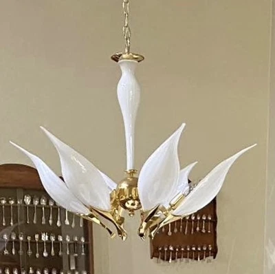 ESTATE FIND Lámpara de araña de cristal soplado vintage de Murano Art Deco Art Nouveau Italia Foto 1 de 4