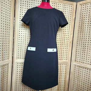 Abito Tommy Hilfiger classico crepe subacquea due tasche cambio manica ad aletta nero taglia 6 - Foto 1 di 8