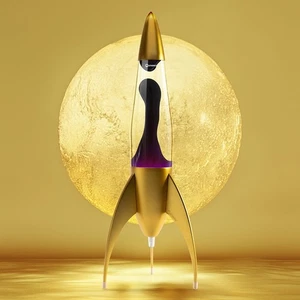 Lava Lamp Mathmos Telstar Rocket Gold Purple Clear Lava Home Decoration Retro - Picture 1 of 1