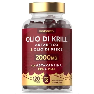 Olio Di Krill Puro Antartico 2000Mg Con Astaxantina E Fosfolipidi | 120 Perle - Foto 1 di 8