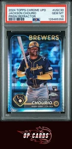 Jackson Chourio 2024 Topps Chrome Update #USC30 Prism Refractor PSA 10 - Imagen 1 de 2