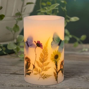 Flickering Candle, Flameless Candle D4 x H6, Butterfly Battery Candle Real Wa... - Picture 1 of 8