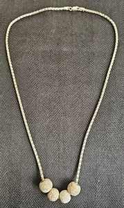 collana catena vintage italiana in argento sterling 925 con perline scintillanti - Foto 1 di 13