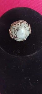 Türkis großer Kuppelstein Ring Sterlingsilber 925 Größe 6 7/5 - Bild 1 von 4