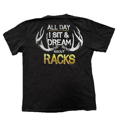 Винтажная мужская футболка с коротким рукавом Buck Wear Large Graphic коричневая - Изображение 1 из 3