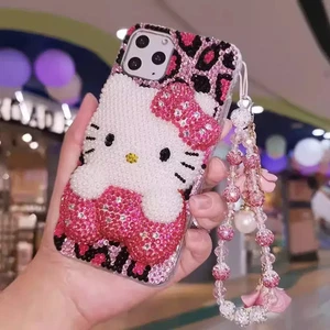 Bling iPhone 17 16 15 14 13 12 11 X Pro Max Phone Case Gems Pink 3D Cartoon Girl - Picture 1 of 7
