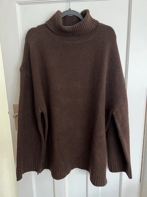 M&S Marks and Spencer Brown Oversize Polo Neck Jumper XL - Image 1 of 4