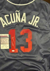 RONALD ACUNA JR Signed Jersey -JSA Authenticated -Custom Braves Dark Blue -AUTO - Picture 1 of 5