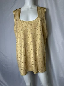 VINTAGE SERENADA BRAND GOLD W LACE ACCENT SLEEVELESS BLOUSE SIZE 3X - Picture 1 of 5