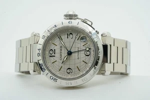 Cartier Pasha C GMT 35,5mm Silver Dial W31029M7 2377 Automatic 11595U - Picture 1 of 1