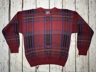Suéter Pullover De Colección Jantzens Tejido a Cuadros Años 80 Para Hombre Rojo/Azul/Verde EE. UU. - Talla L Foto 1 de 4