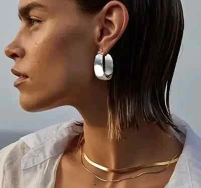 Pendientes de aro gruesos anchos gruesos hipoalergénicos 40 mm Foto 1 de 3