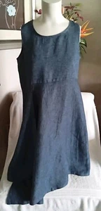 Chalet Denim Blue Pullover Sleeveless Lagenlook Linen Dress Sz XS NWOT - Picture 1 of 12