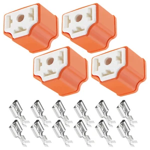 4x 3 Pin H4 Headlight Sockets 3 Pin Connector Plug Socket Accessories Orange - Picture 1 of 5