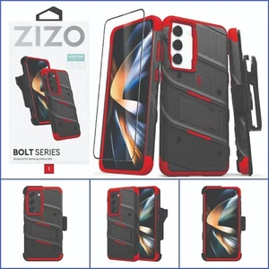 Samsung Galaxy S23 Zizo Bolt Black/Red Tough Case & Screen Protector - Picture 1 of 17