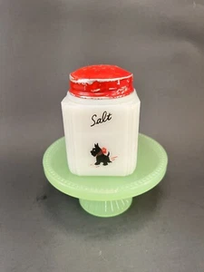 Vintage Tipp City Milk Glass Metal Top Scotty Dog Salt Shaker - Picture 1 of 9