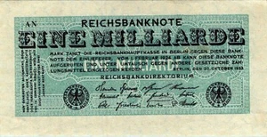 Germany 1 Billion Mark 1923 Banknote Pick# 122 - Picture 1 of 3
