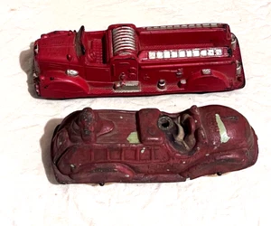 Vintage Rubber Fire Truck Toys Auburn F.D./Mickey Mouse Pre-owned FREE Shipping - Picture 1 of 11