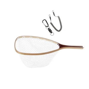 Fly Fishing Landing Net Wooden Frame Trout Fishing Net Soft Rubber Mesh forCatch - Picture 1 of 14